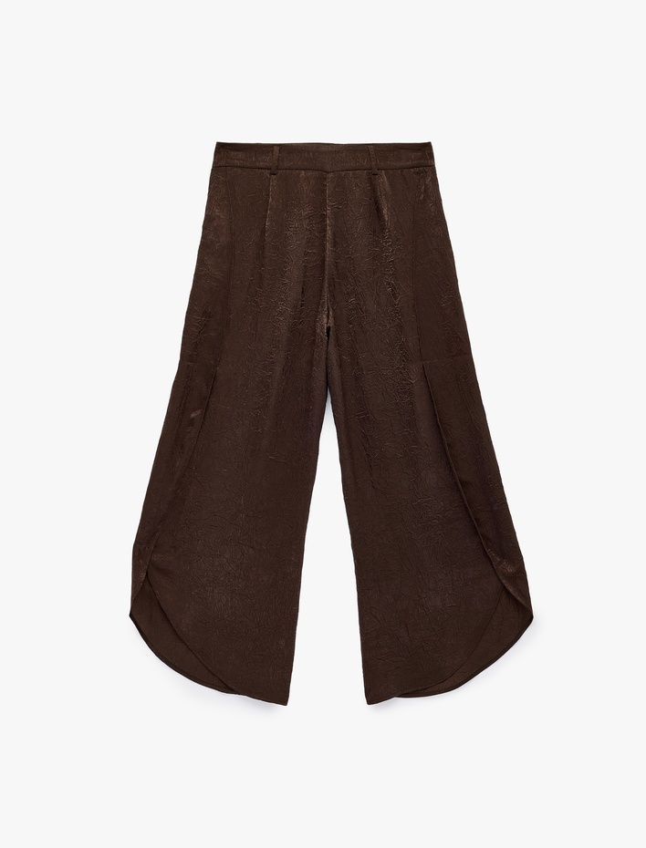  Yüksek Bel Dokulu Fermuarlı Harem Pantolon