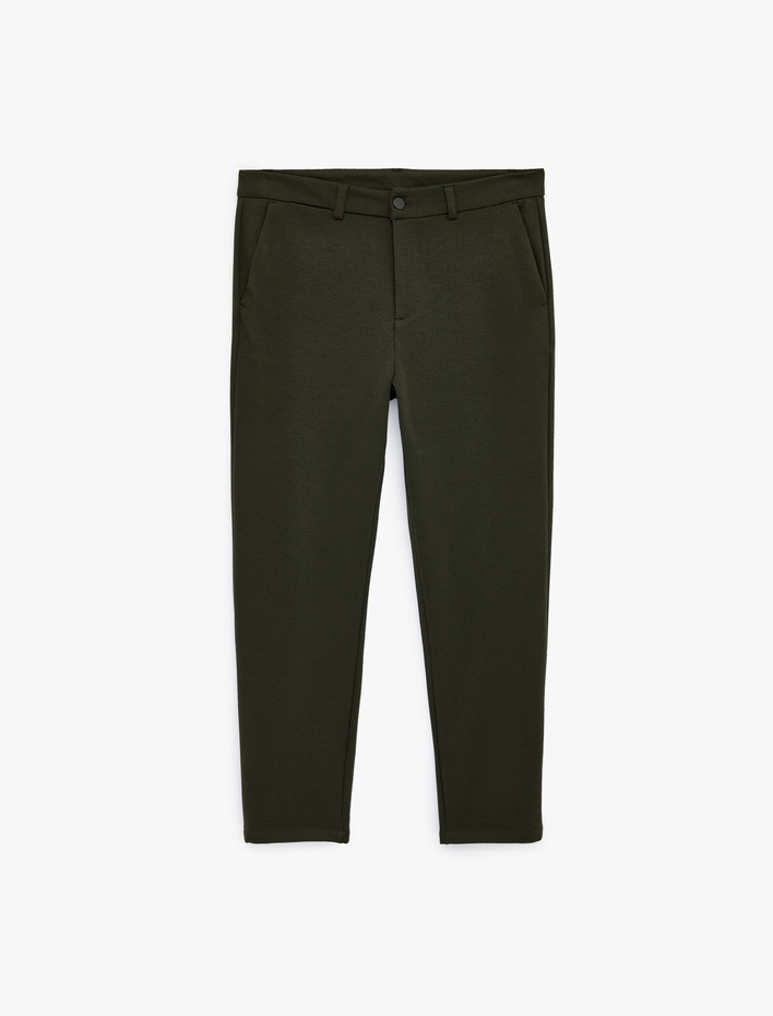  Regular Fit Cepli Viskon Karışımlı Düğmeli Kumaş Pantolon