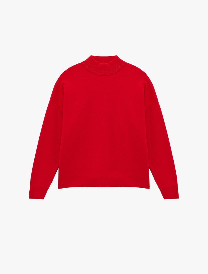  Oversize Uzun Kollu Dik Yaka Triko Kazak