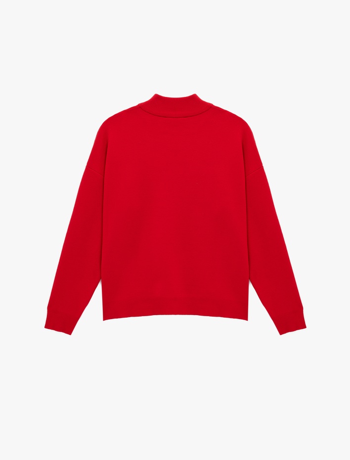  Oversize Uzun Kollu Dik Yaka Triko Kazak