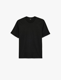 Regular Fit Kısa Kollu Pamuklu Basic Bisiklet Yaka Tişört