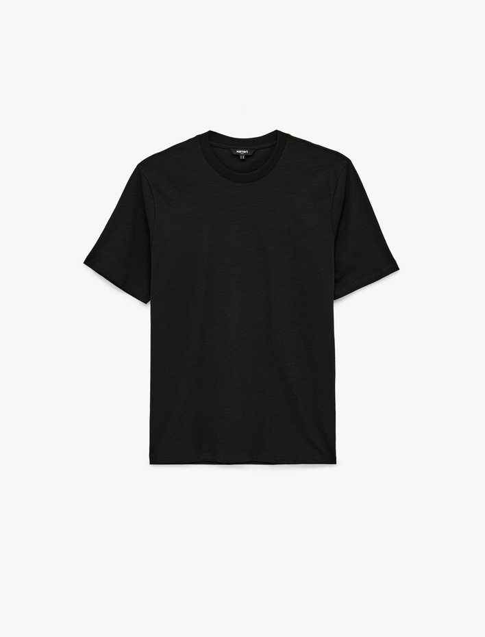  Regular Fit Kısa Kollu Pamuklu Basic Bisiklet Yaka Tişört