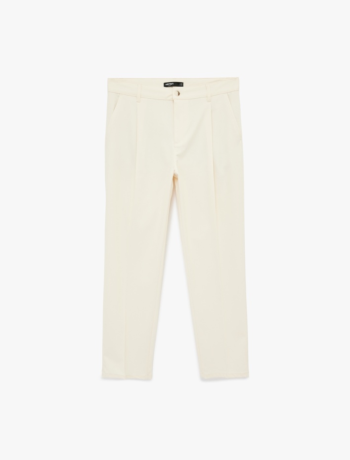  Rahat Kalıp Cepli Viskon Karışımlı Pileli Kumaş Pantolon