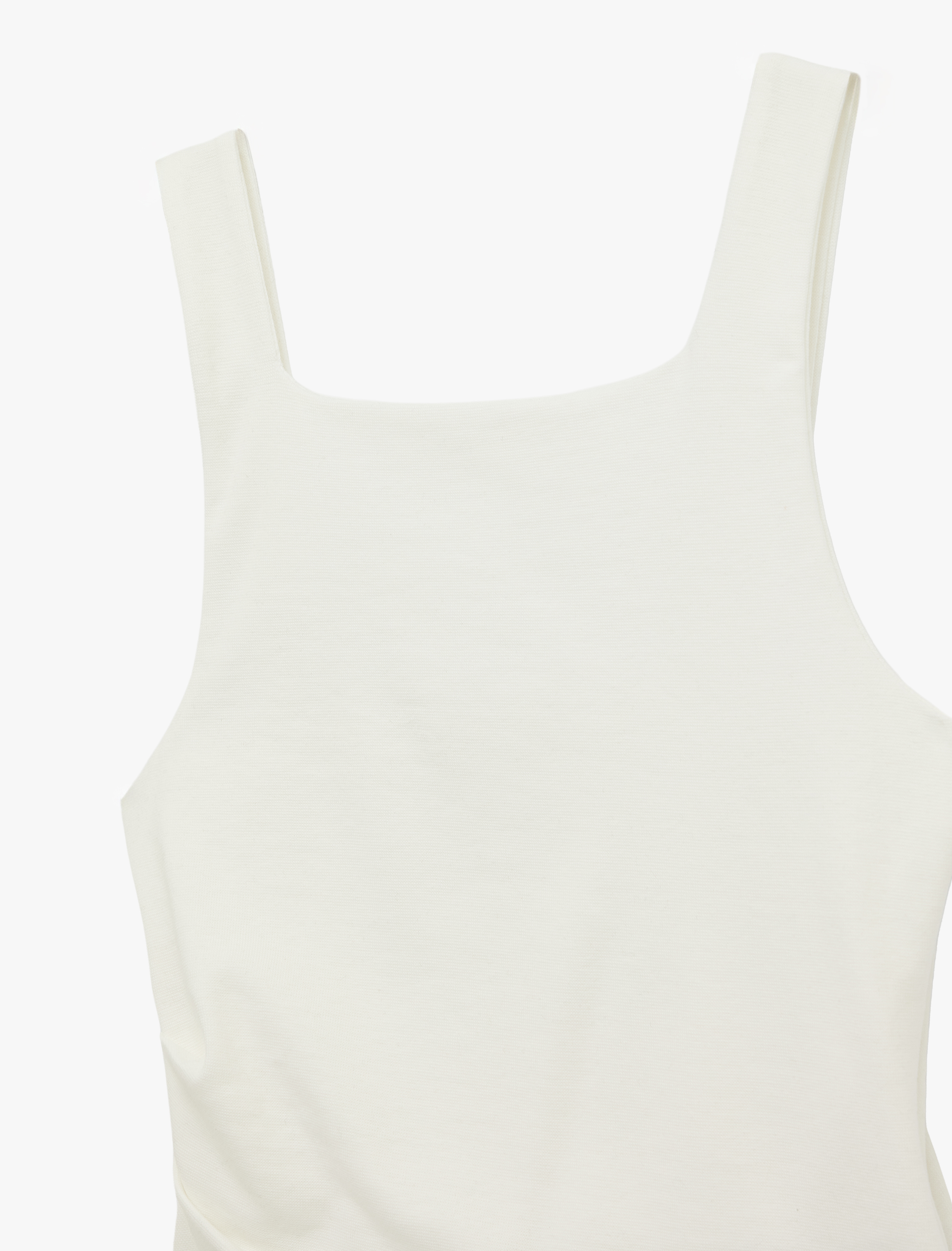   Pamuklu Kare Yaka Drapeli Kolsuz Bluz