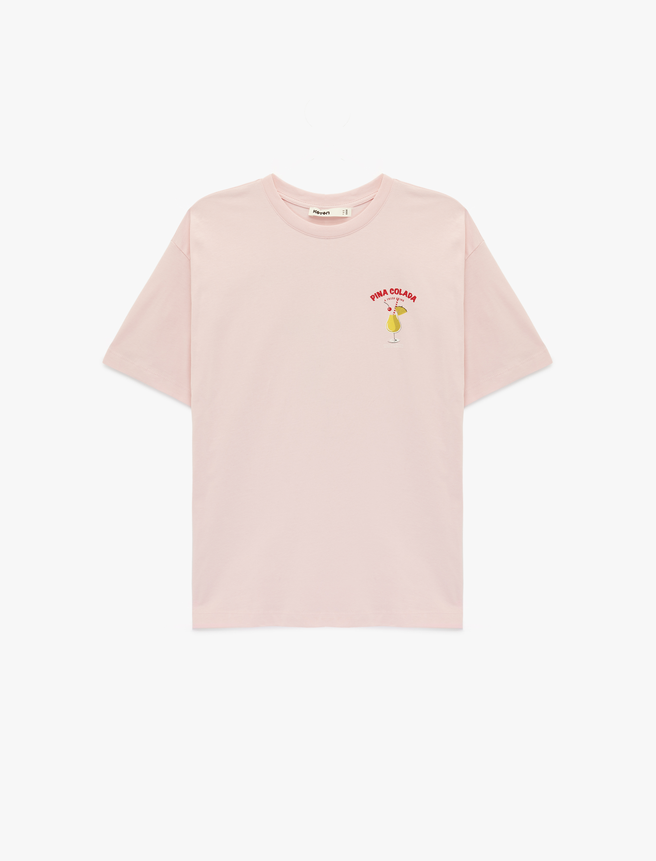   Pamuklu Kısa Kollu Bisiklet Yaka Arkası Baskılı Tişört