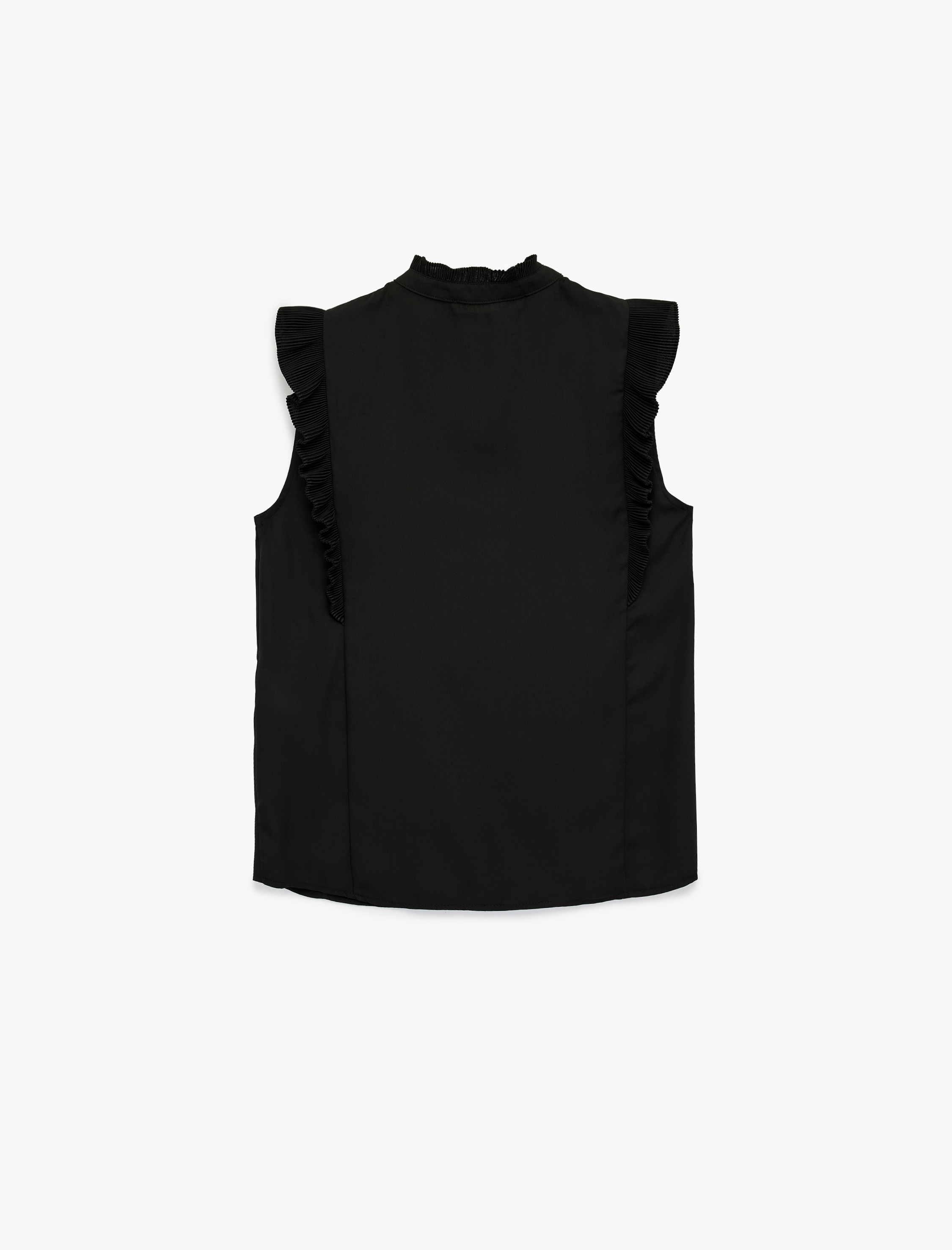   Hakim Yaka Fırfır Detaylı Düğmeli Kolsuz Gömlek