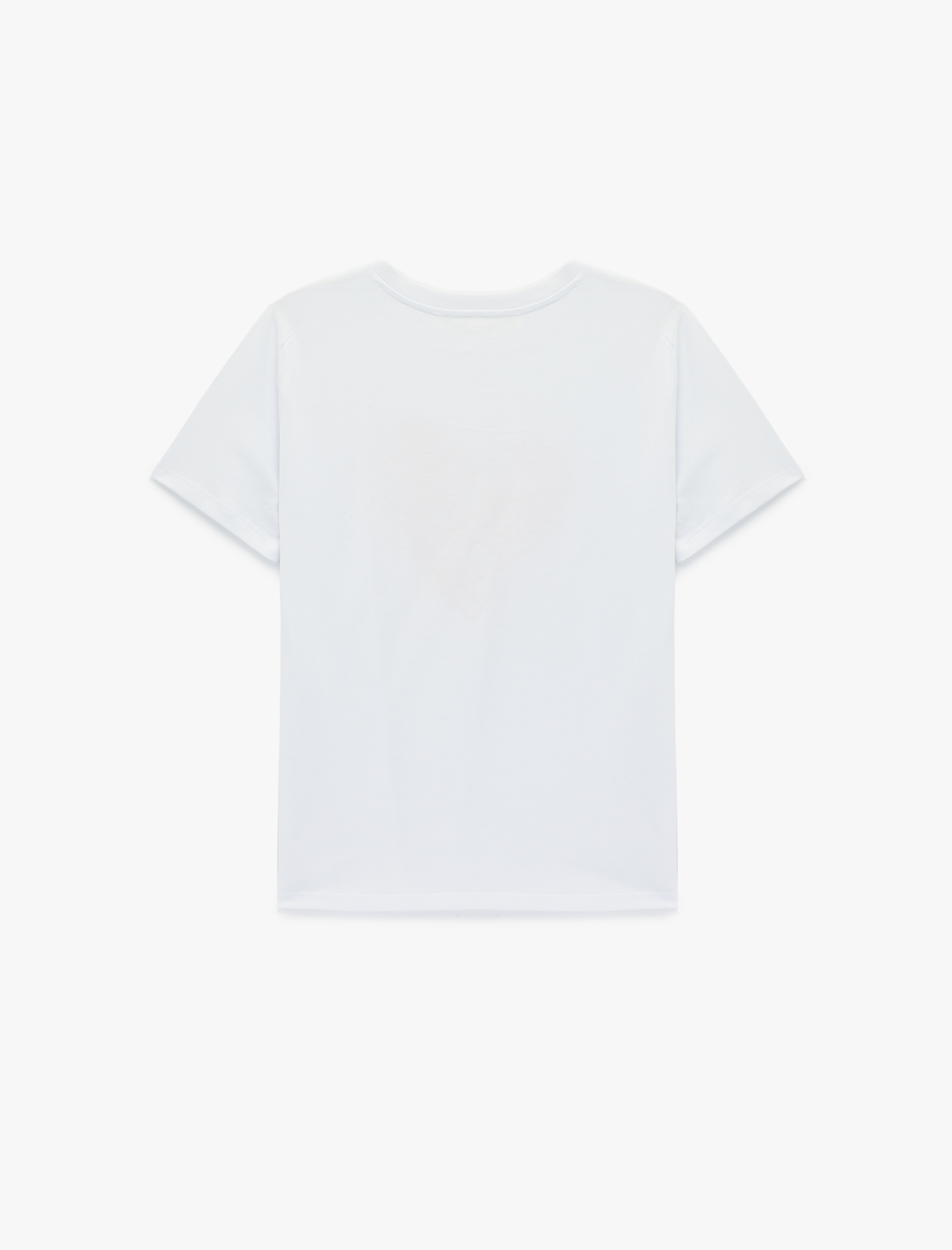   Pamuklu Kısa Kollu Bisiklet Yaka Kalpli Tişört