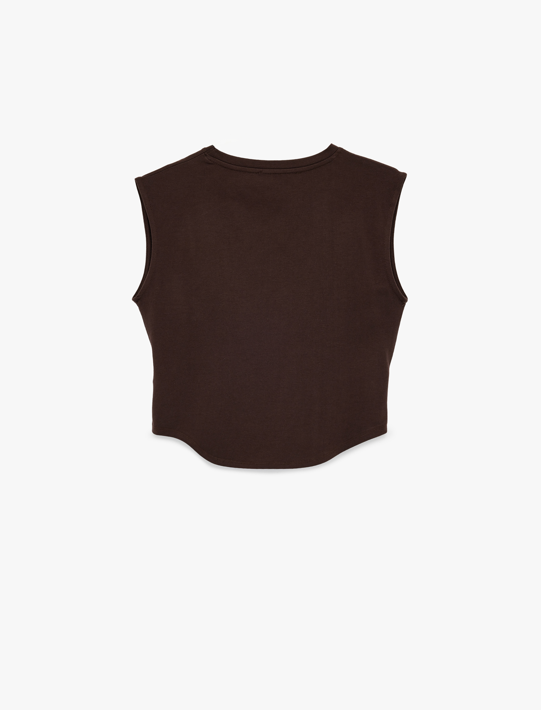   Bisiklet Yaka Korse Detaylı Pamuklu Kolsuz Tişört