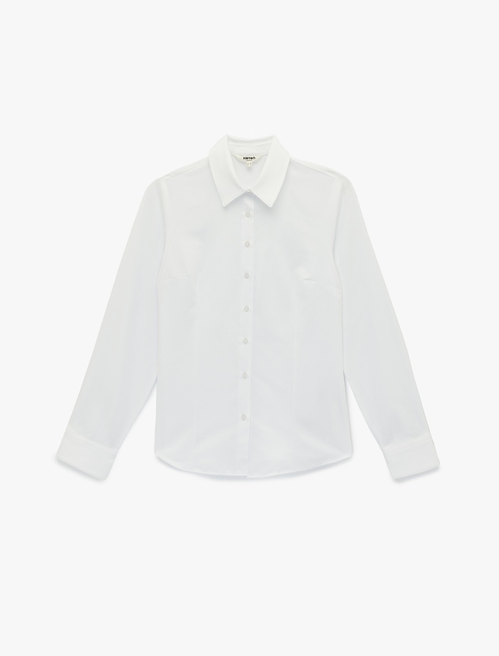  Düğmeli Uzun Kollu Klasik Yaka Gömlek