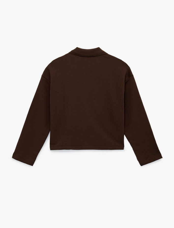  Rahat Kalıp Uzun Kollu Düğmeli Polo Yaka Tişört