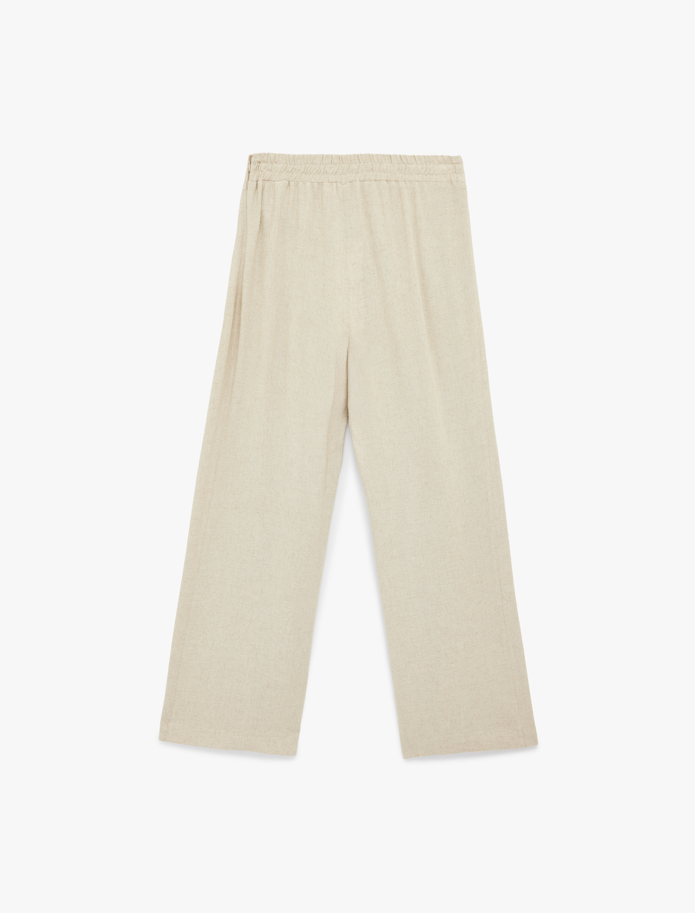   Rahat Kalıp Keten Karışımlı Pileli Etek Pantolon