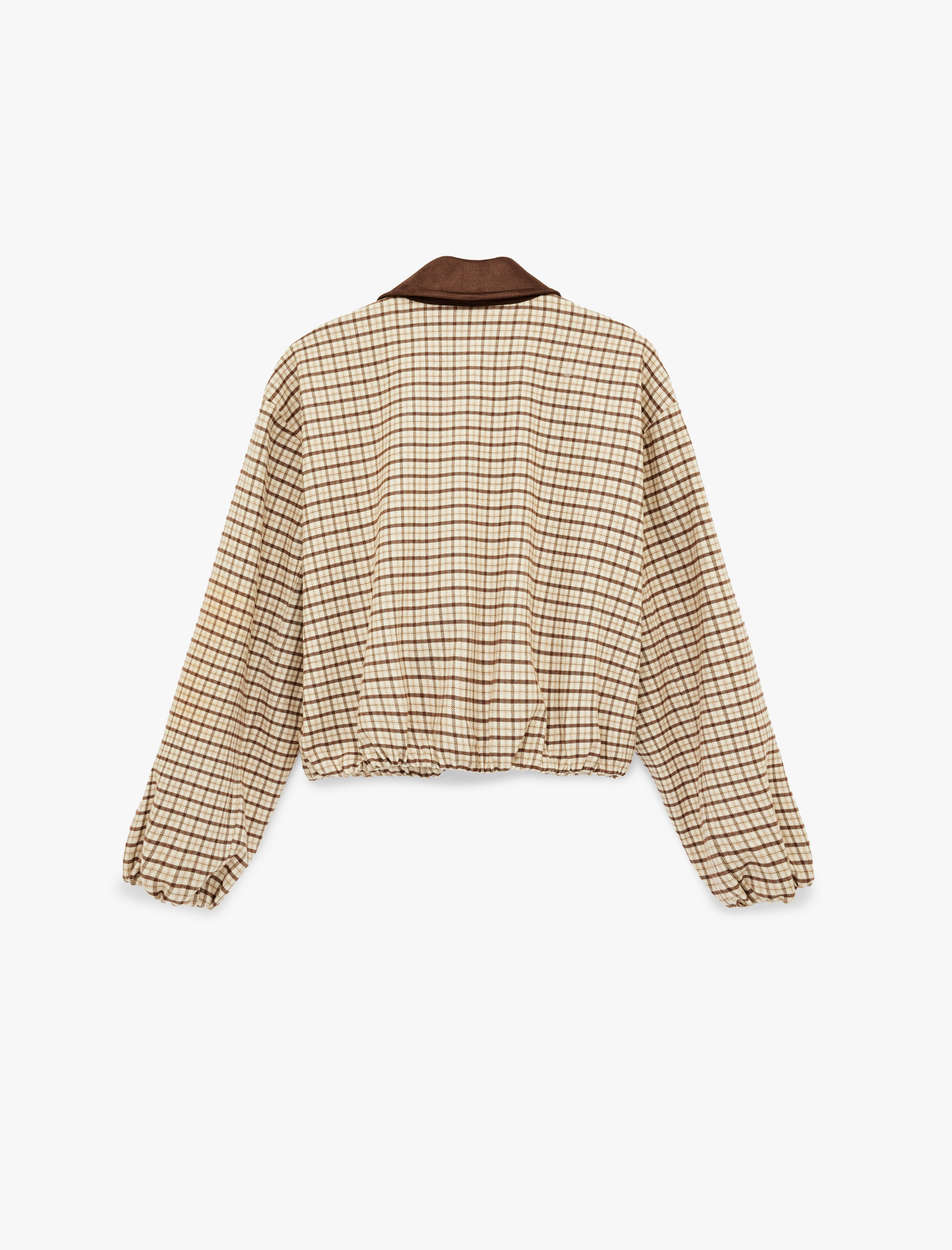   Cepli Uzun Kollu Ekose Oversize Bomber Ceket