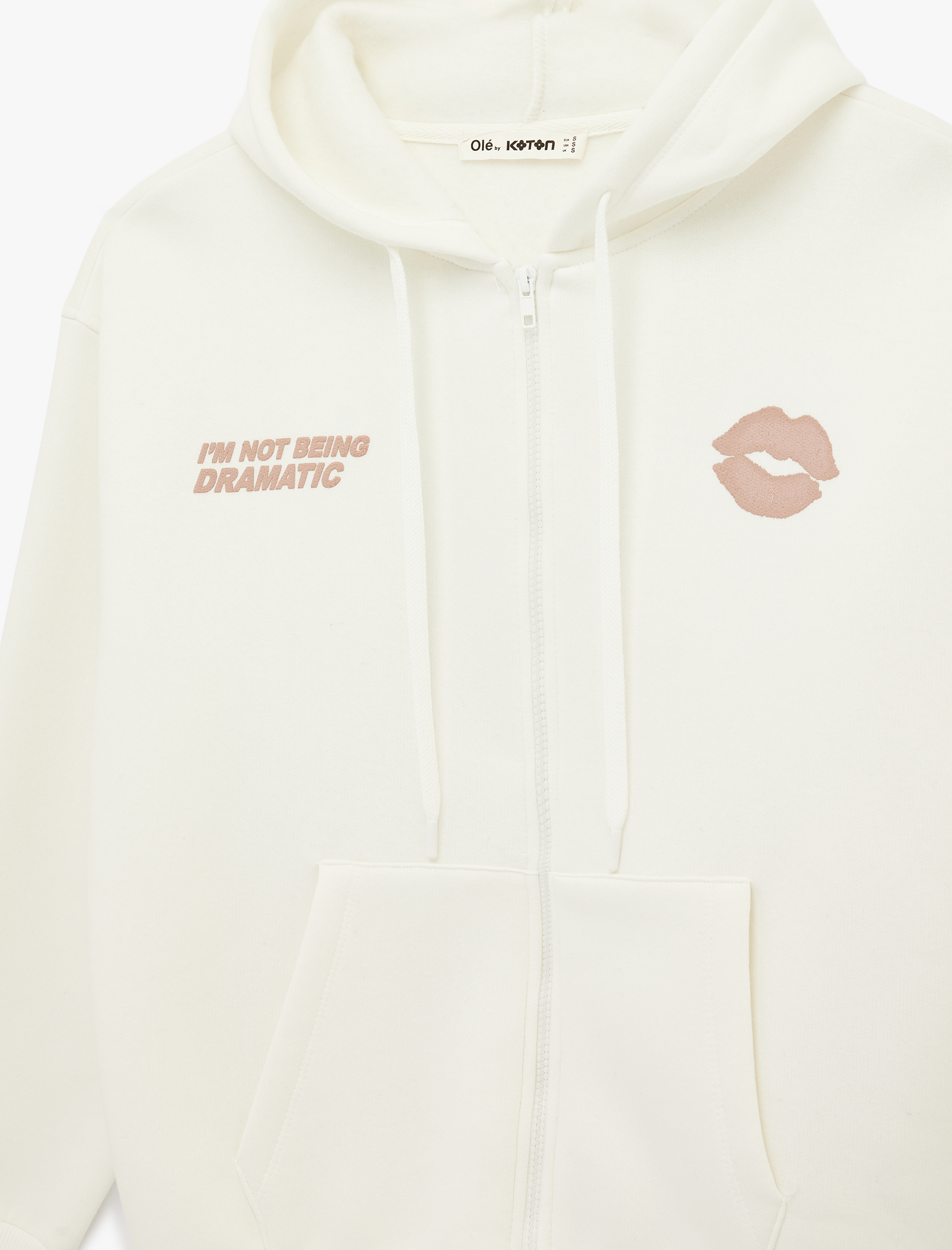   Kapüşonlu Uzun Kollu Arkası Baskılı Fermuarlı Oversize Sweatshirt