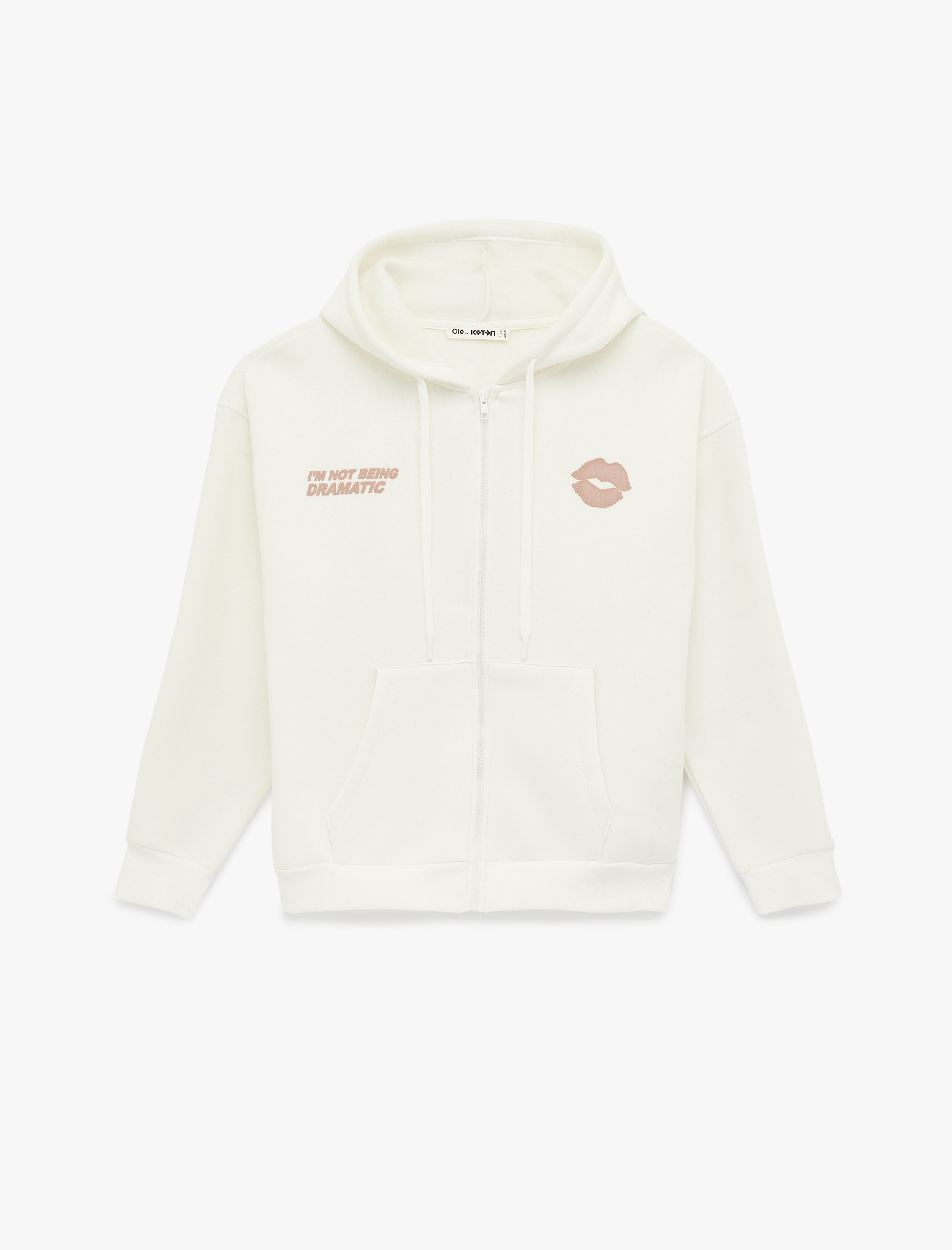   Kapüşonlu Uzun Kollu Arkası Baskılı Fermuarlı Oversize Sweatshirt