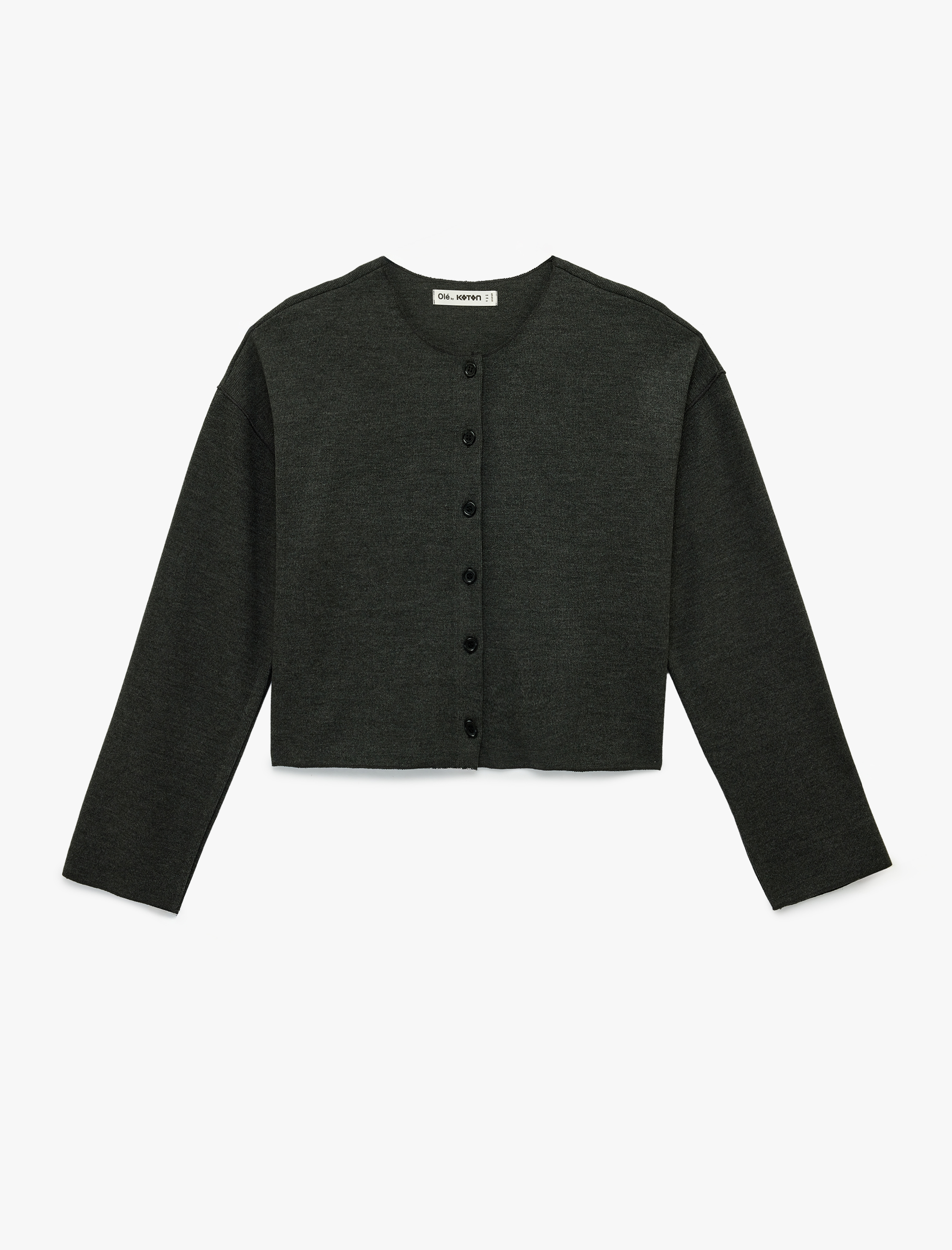   Uzun Kollu Bisiklet Yaka Düğmeli Triko Hırka