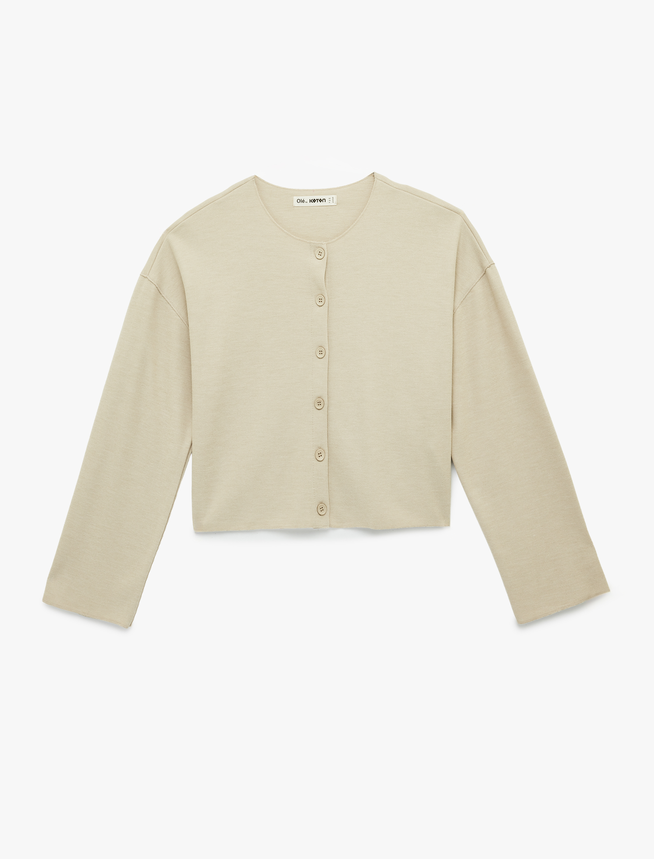   Uzun Kollu Bisiklet Yaka Düğmeli Triko Hırka