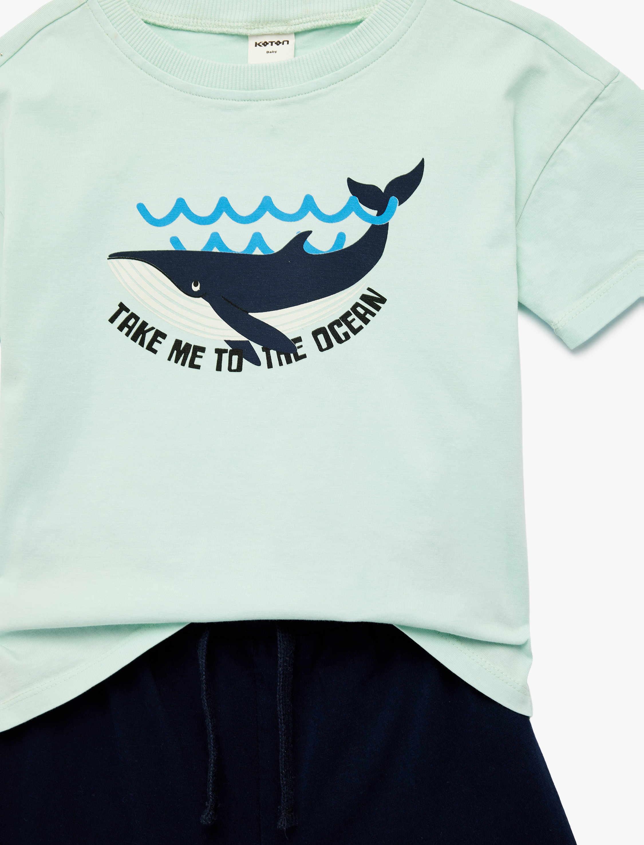  Erkek Bebek Baskılı Kısa Kollu Bisiklet Yaka Pamuklu 2'li Tişört ve Şort Seti