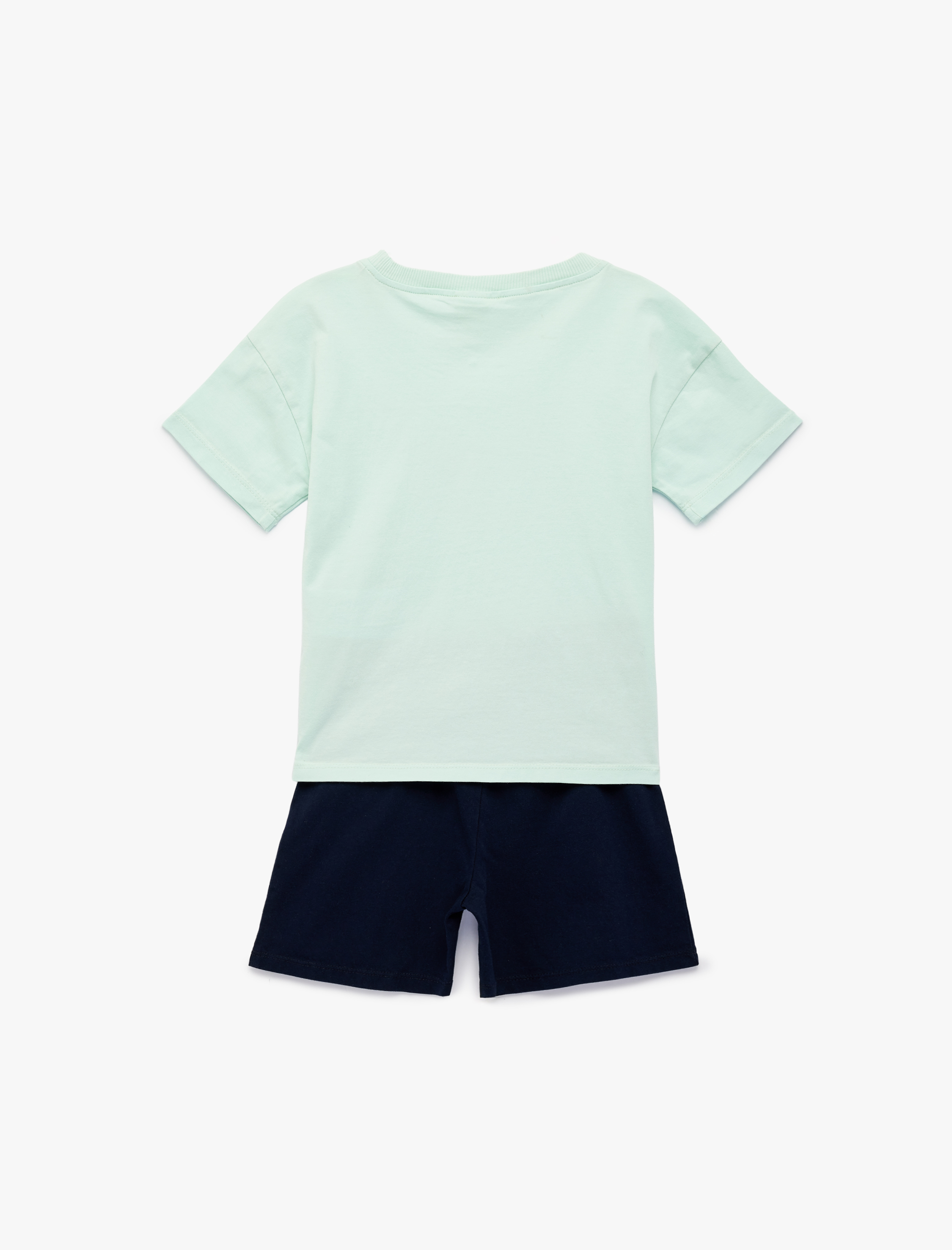  Erkek Bebek Baskılı Kısa Kollu Bisiklet Yaka Pamuklu 2'li Tişört ve Şort Seti
