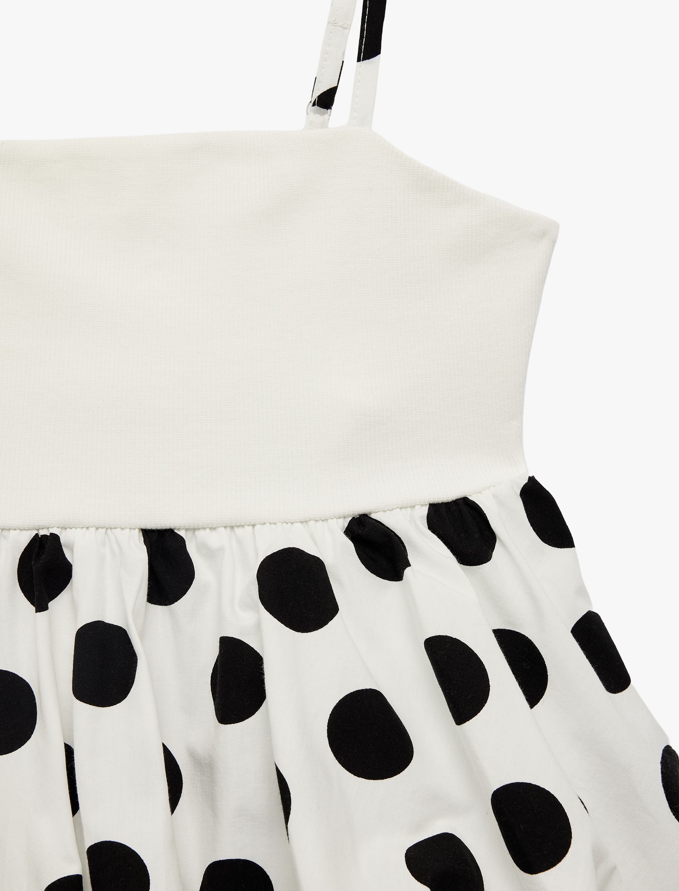  Kız Çocuk Pamuklu İnce Askılı Kolsuz Puantiyeli Bluz