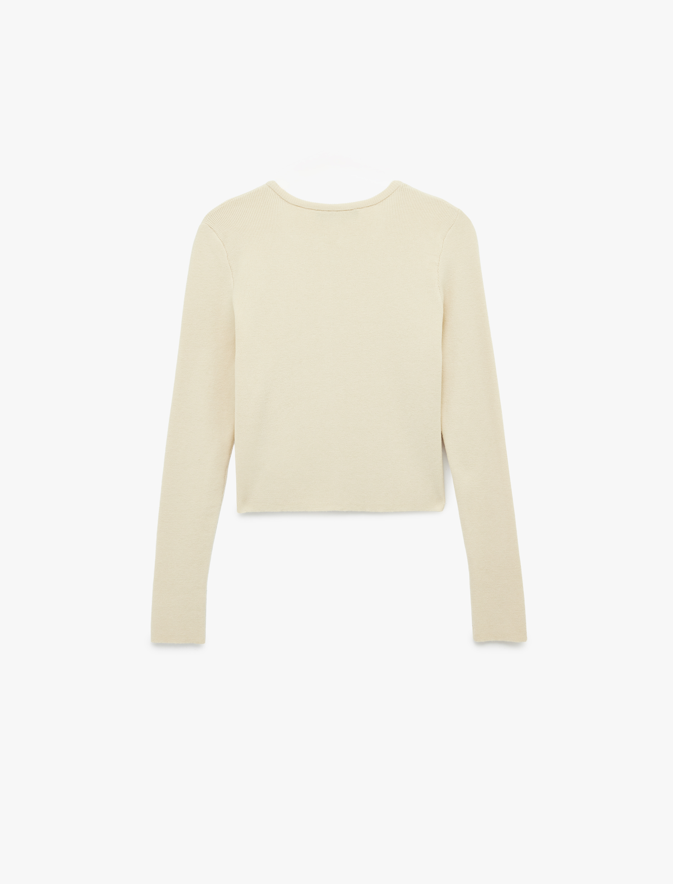   Uzun Kollu Düğmeli Bisiklet Yaka Triko Hırka