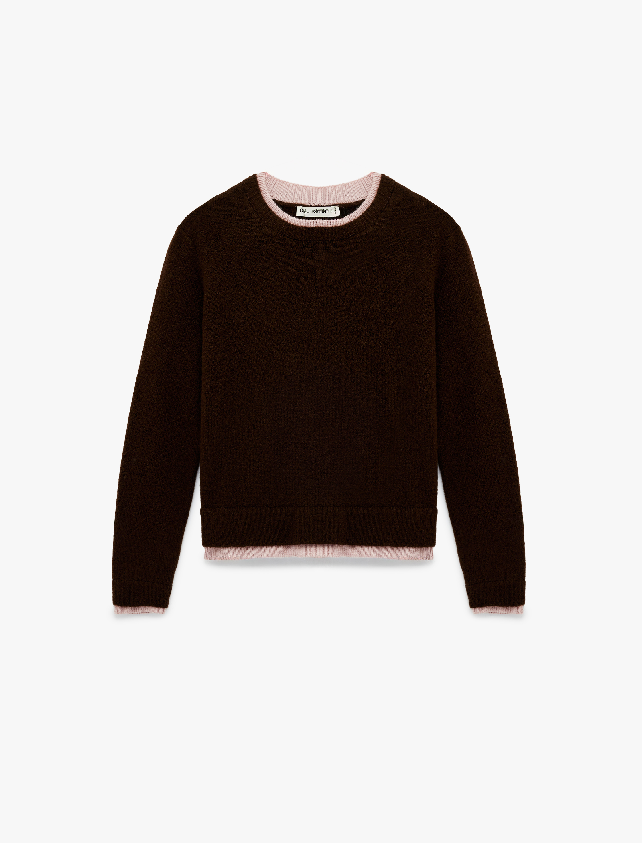   Koyun Yünü Karışımlı Uzun Kollu Bisiklet Yaka Biyeli Triko Kazak