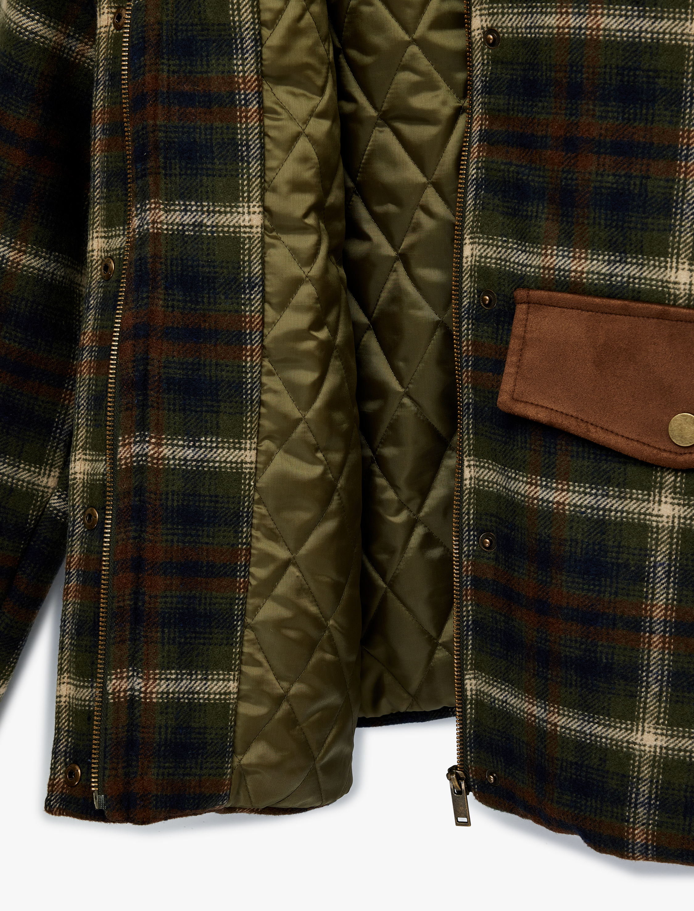   Klasik Yaka Çıtçıt Düğmeli Cep Detaylı Ekoseli Oversize Mont