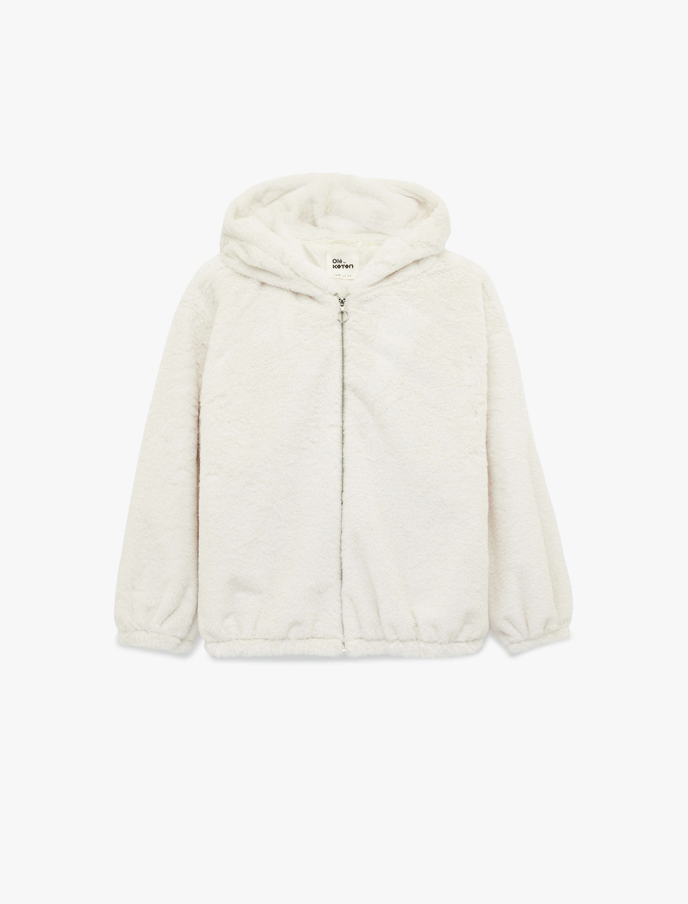   Kapüşonlu Fermuarlı Suni Kürk Ceket