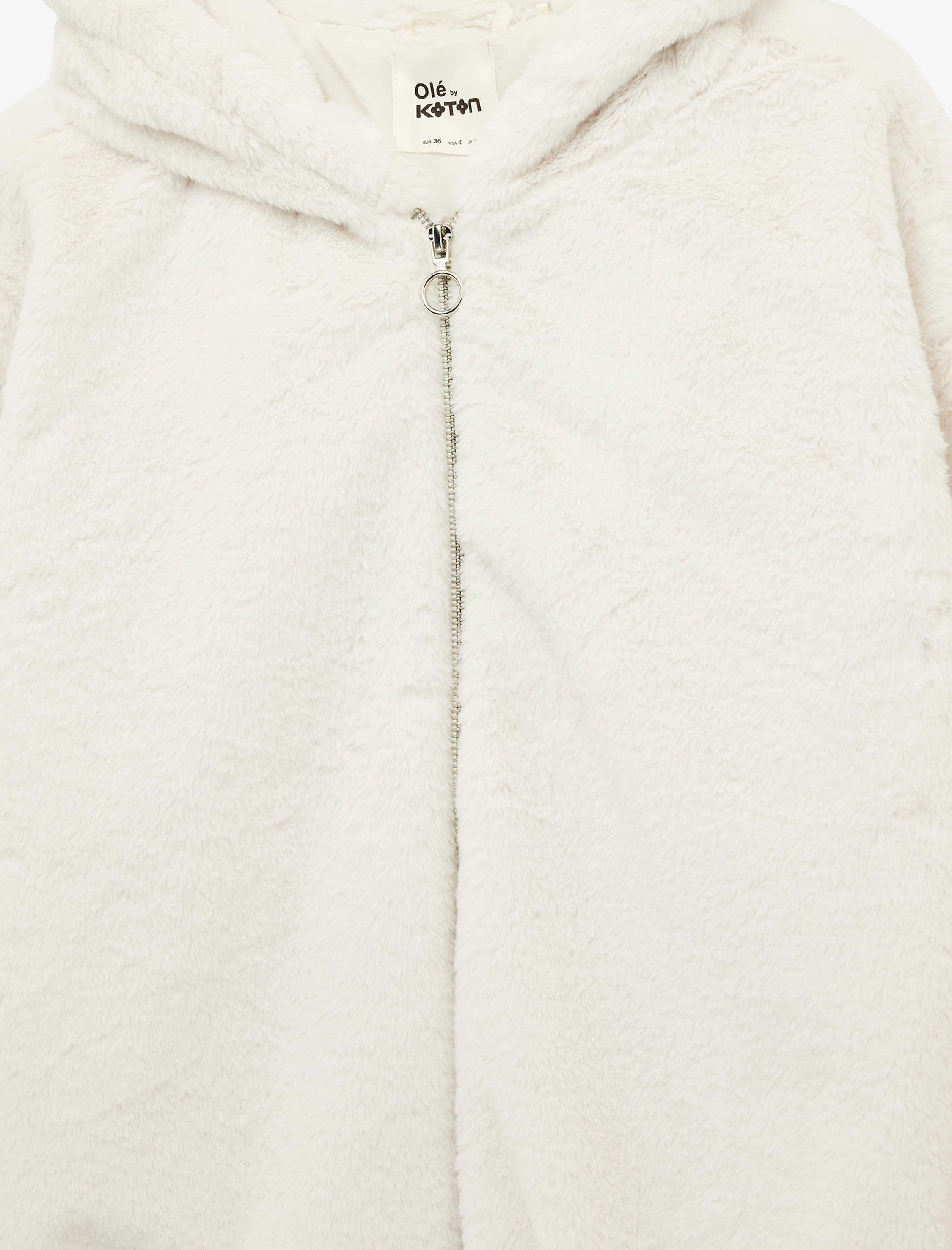   Kapüşonlu Fermuarlı Suni Kürk Ceket