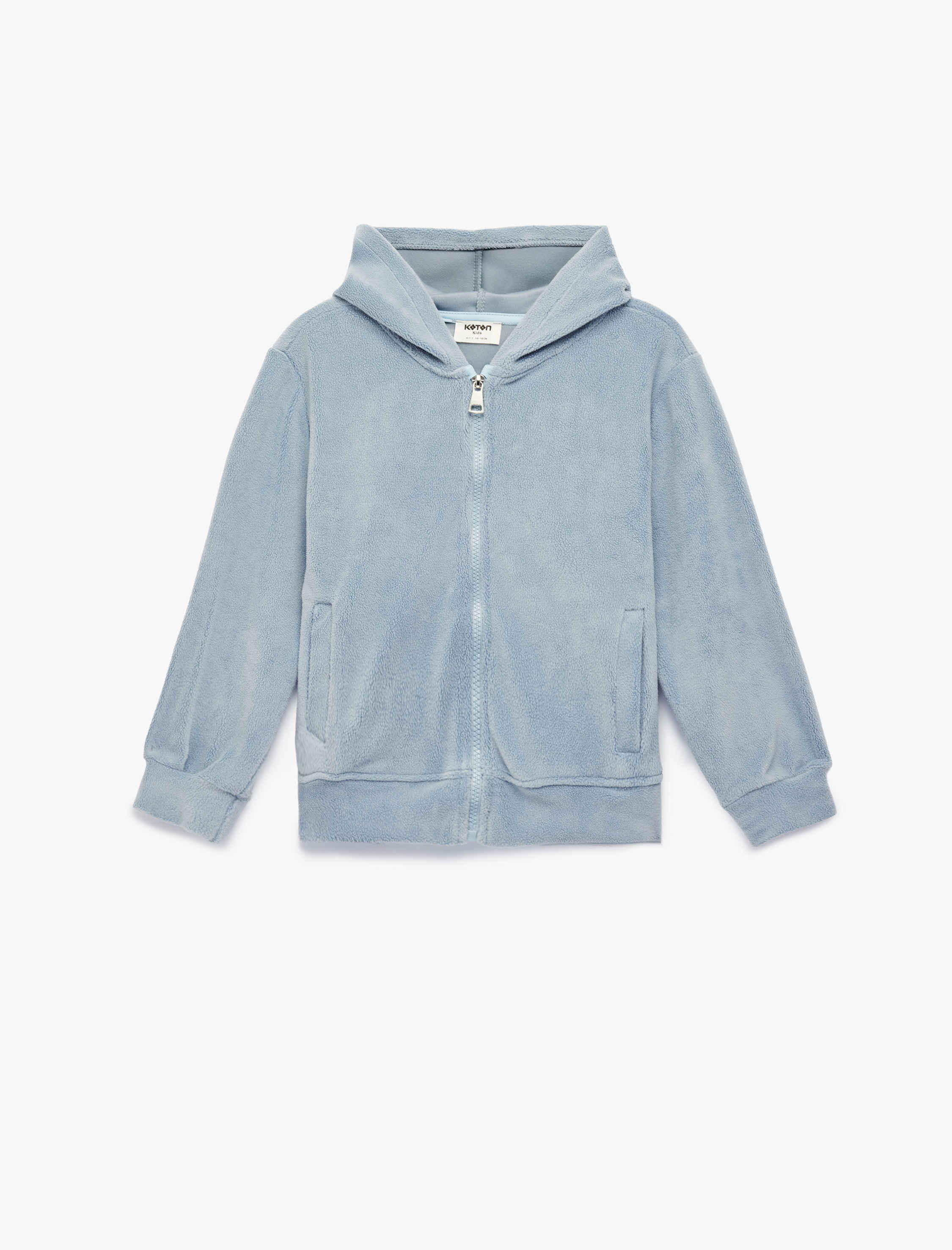  Kız Çocuk Uzun Kollu Fermuarlı Kapşonlu Polar Sweatshirt