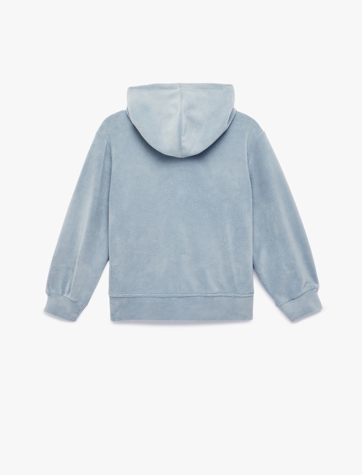 Kız Çocuk Uzun Kollu Fermuarlı Kapşonlu Polar Sweatshirt