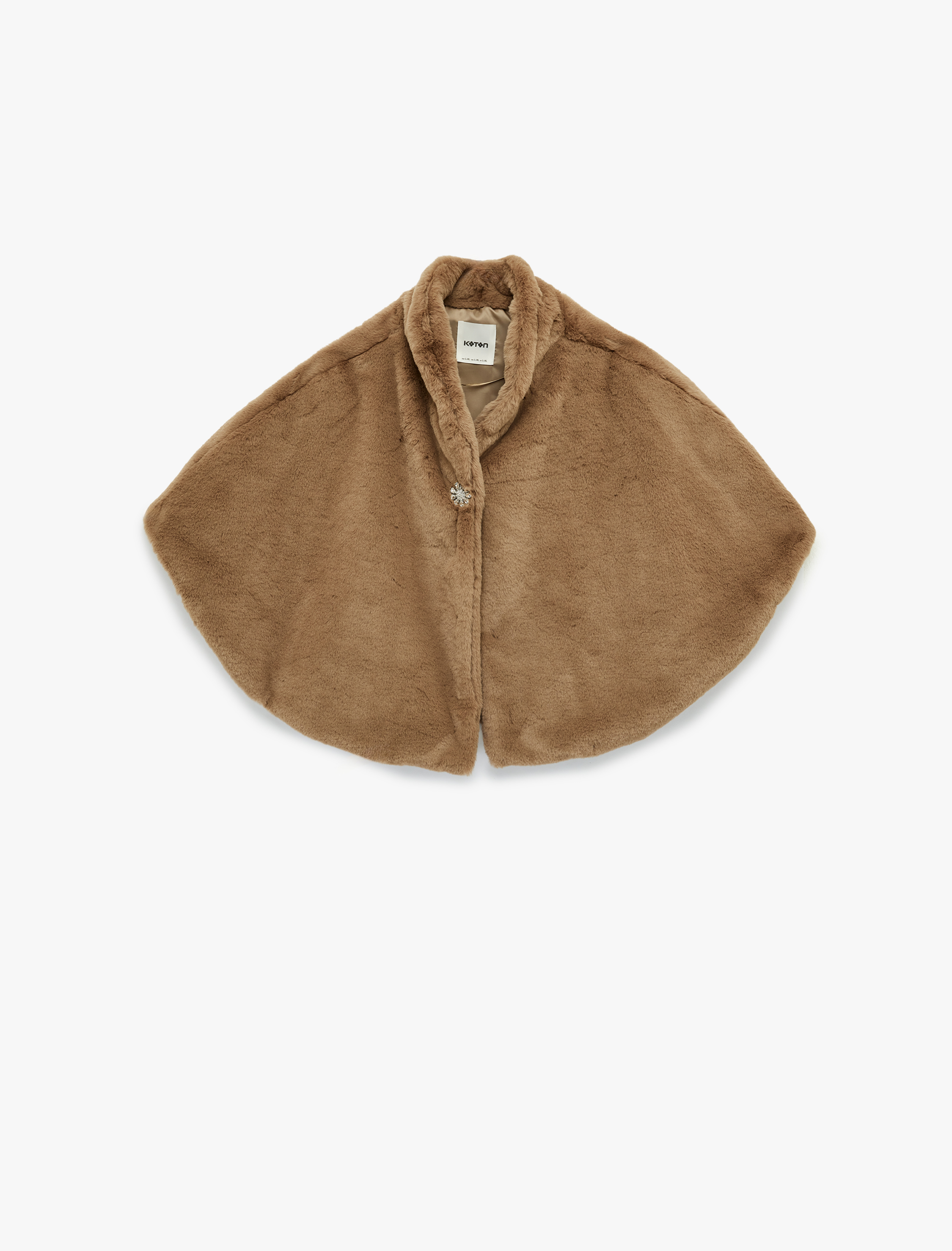   Dik Yaka Oversize Suni Kürk Pelerin Bolero