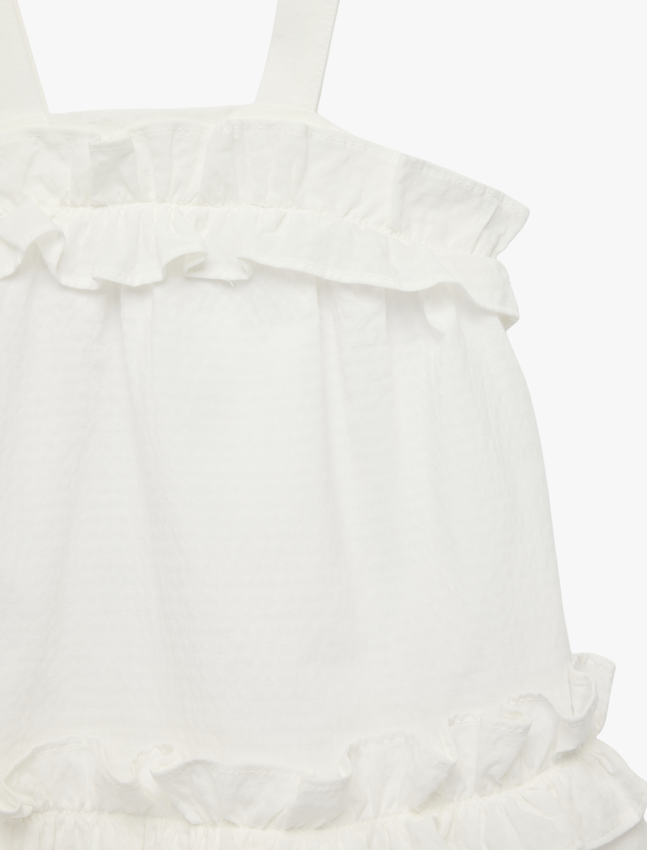  Kız Bebek Askılı Kare Yaka Fırfır Detaylı Elbise