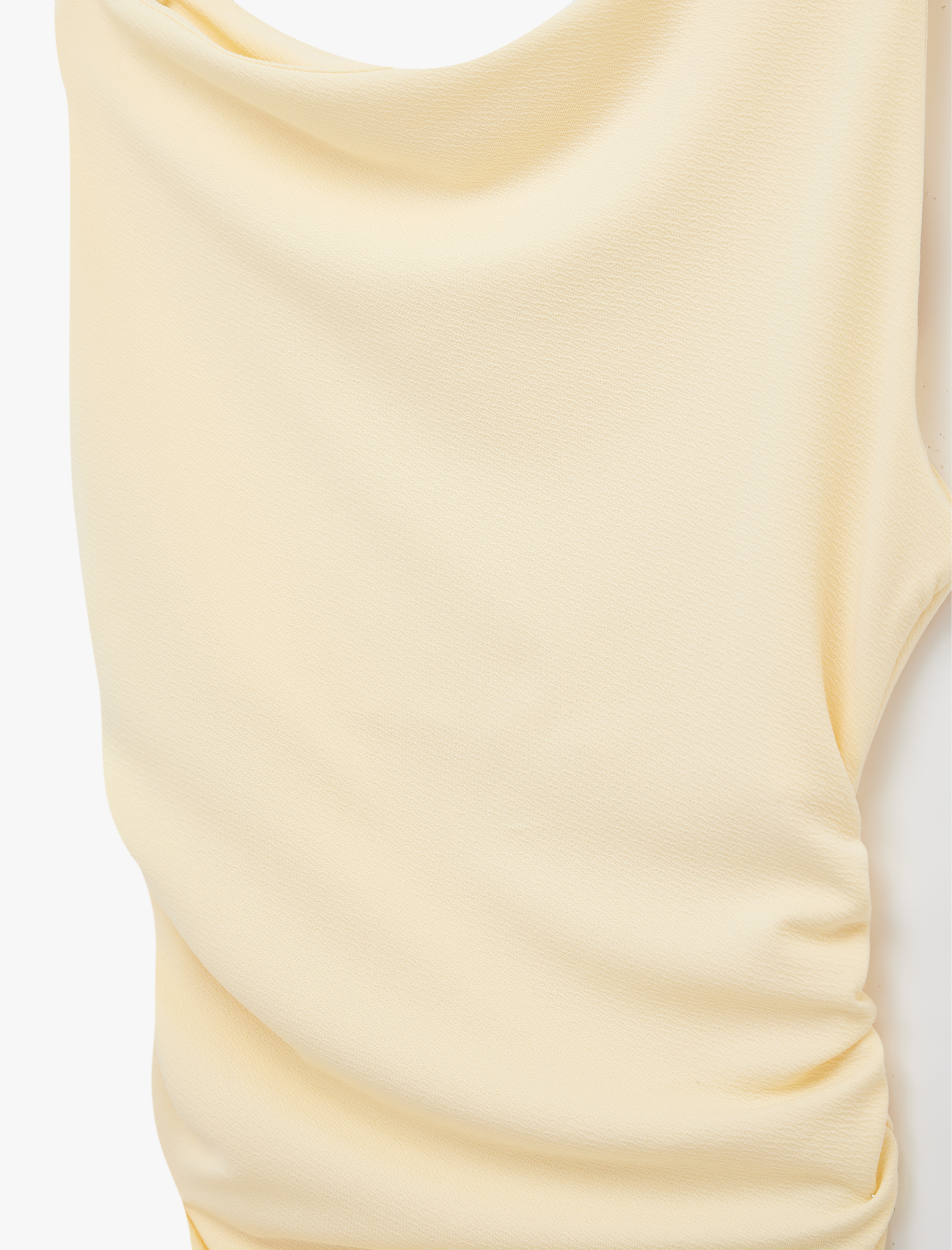   Asimetrik Yaka Slim Fit Kolsuz Drapeli Bluz