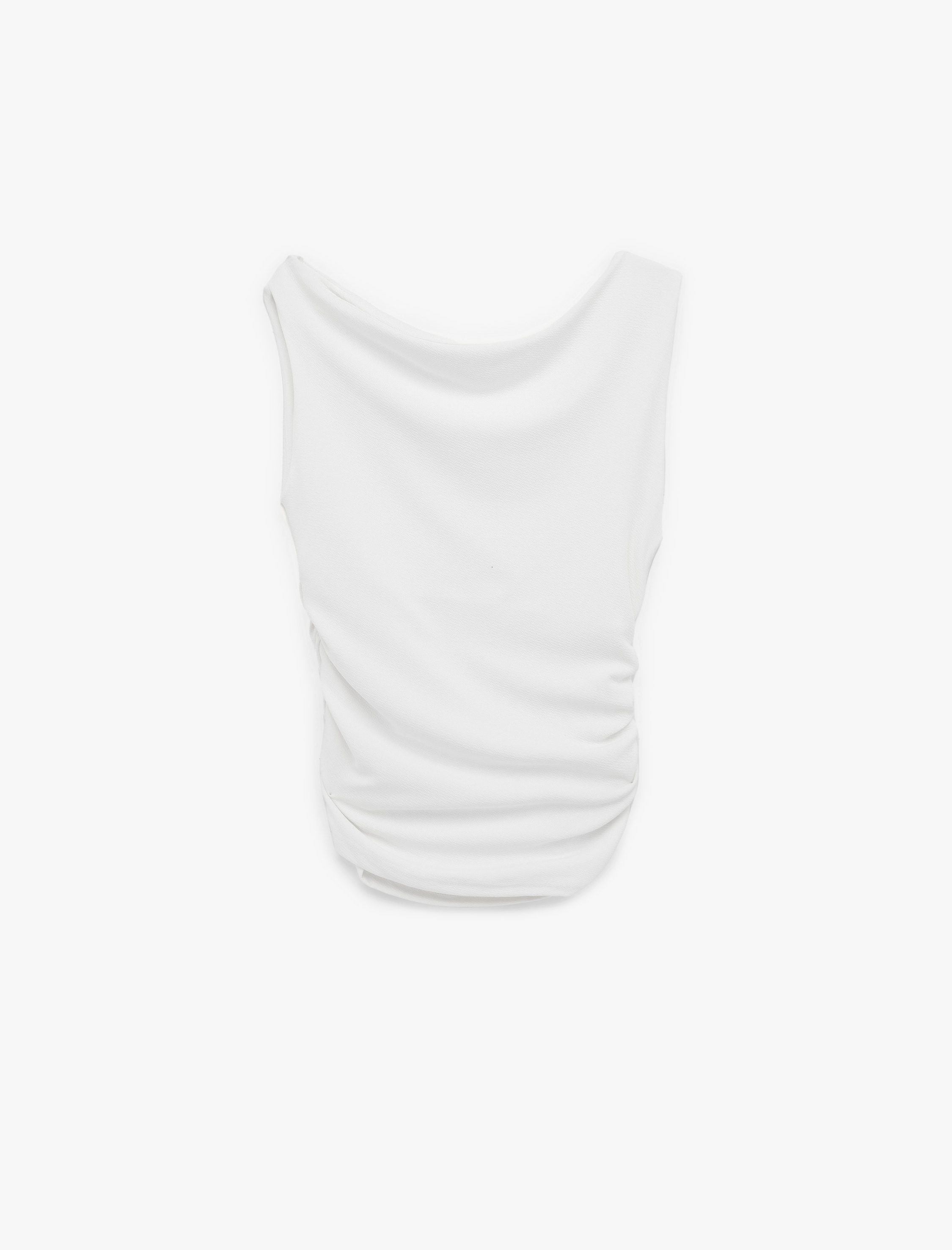   Asimetrik Yaka Slim Fit Kolsuz Drapeli Bluz