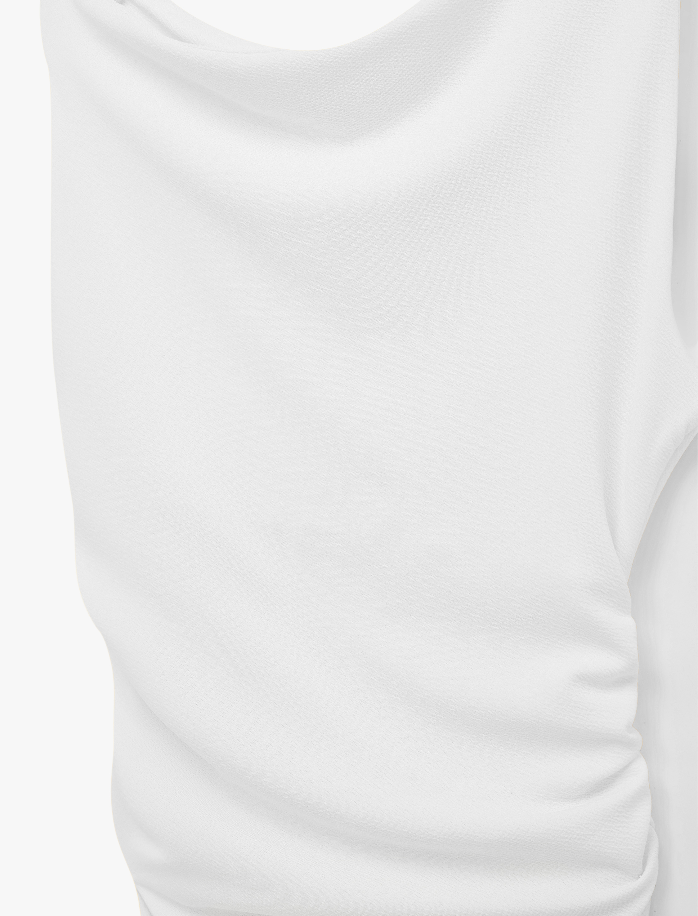   Asimetrik Yaka Slim Fit Kolsuz Drapeli Bluz