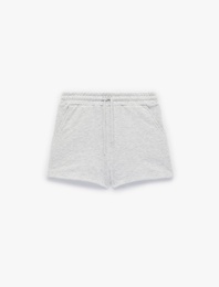 Pamuklu Cepli Beli Bağcıklı Mini Şort