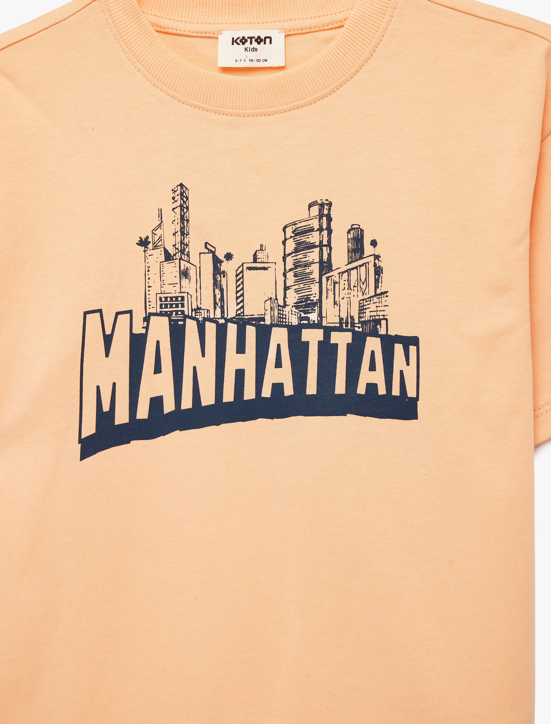  Erkek Çocuk Kısa Kollu Bisiklet Yaka Baskılı Pamuklu Tişört