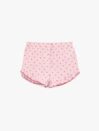 Rahat Kalıp Yüksek Bel Kalp Desenli Şort Pijama Altı