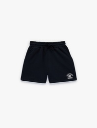 Rahat Kalıp Beli Bağcıklı Nakışlı Mini Şort