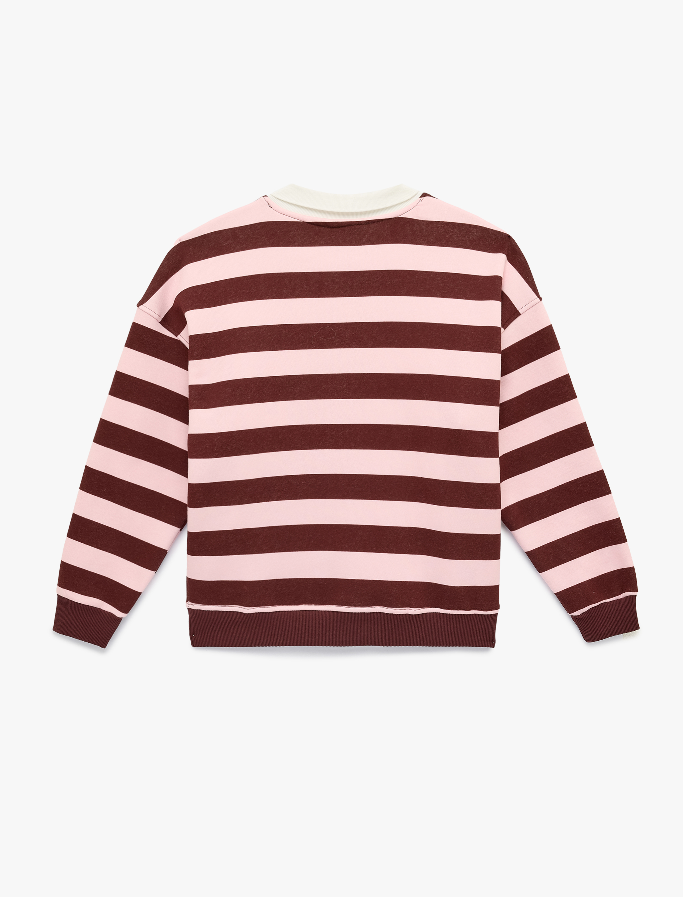   Rahat Kalıp Uzun Kollu Polo Yaka Çizgili Sweatshirt