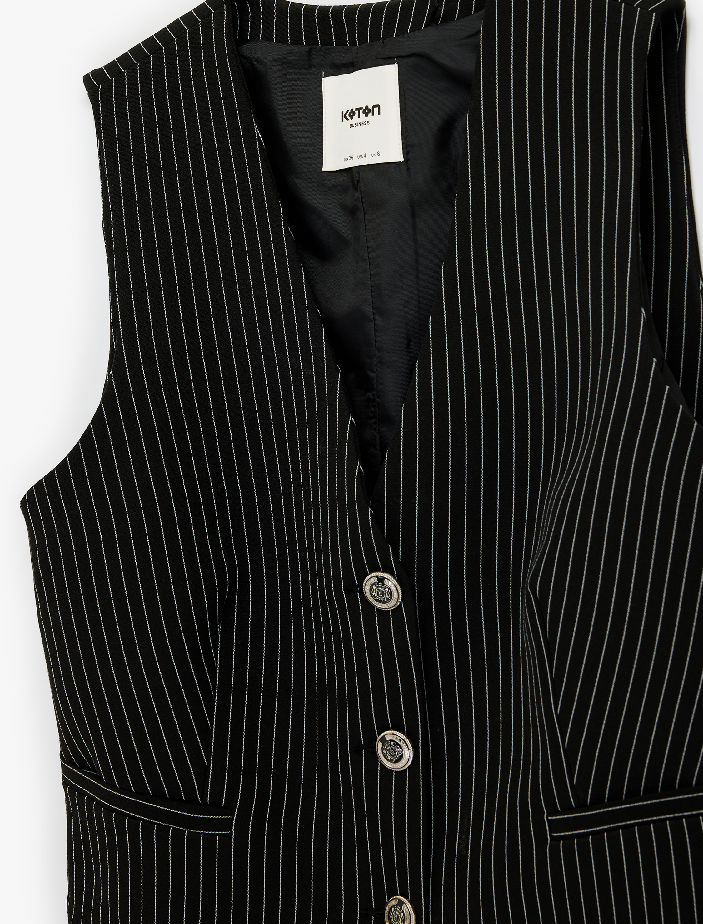   Regular Fit V Yaka Düğmeli Kolsuz Yelek