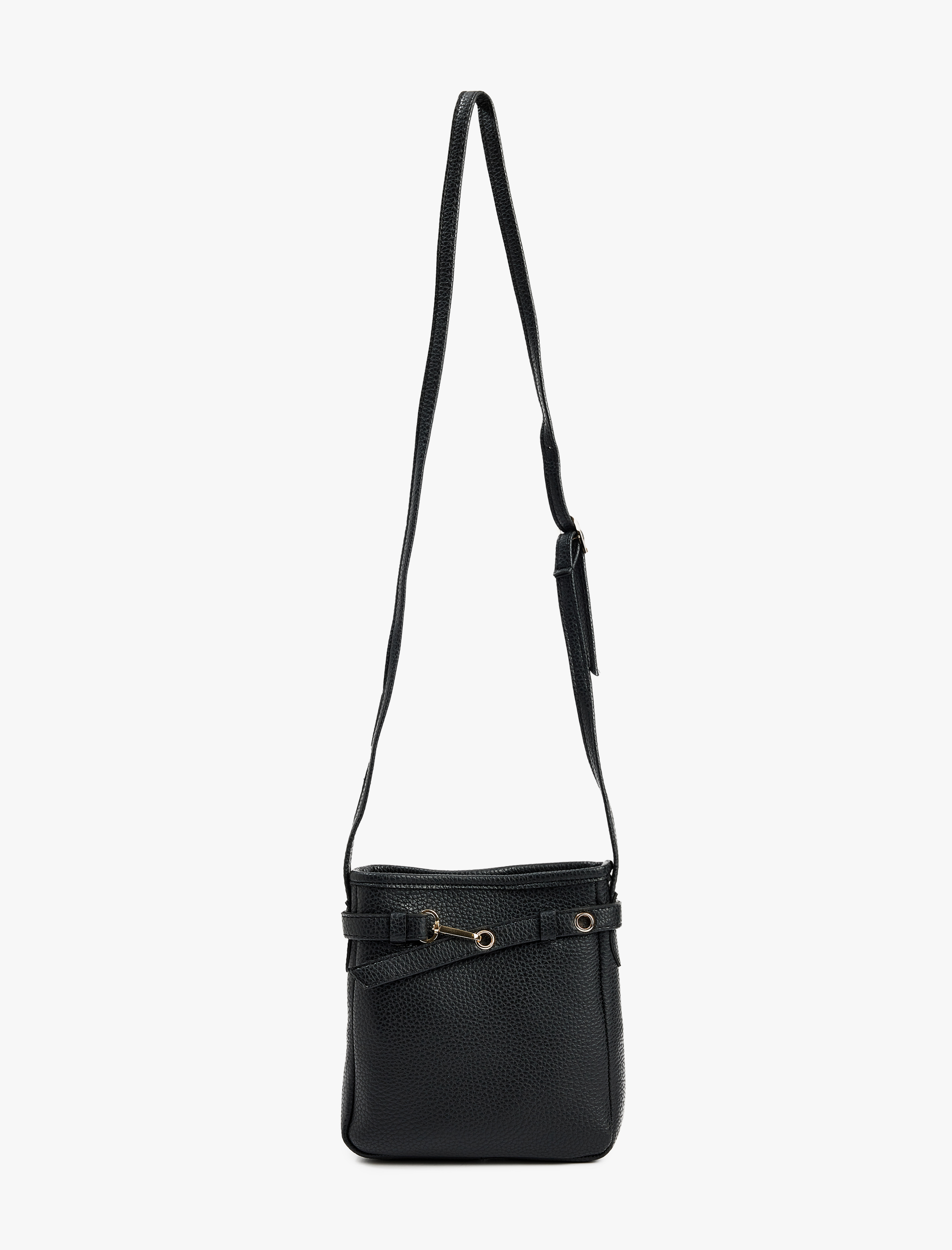  Kadın Metal Tokalı Askılı Deri Görünümlü Çapraz Çanta