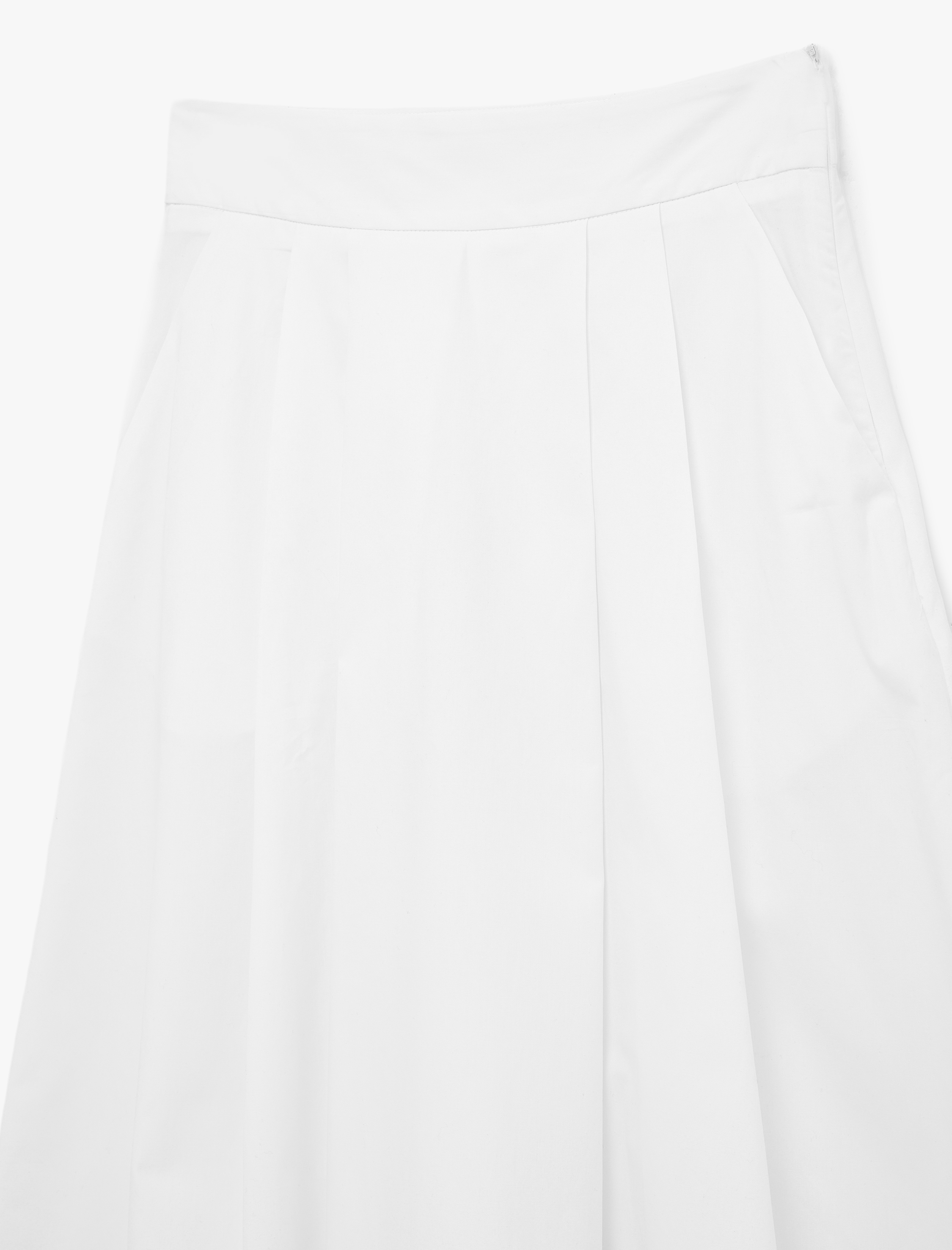   Pamuklu Pileli Cepli Midi Poplin Kloş Etek