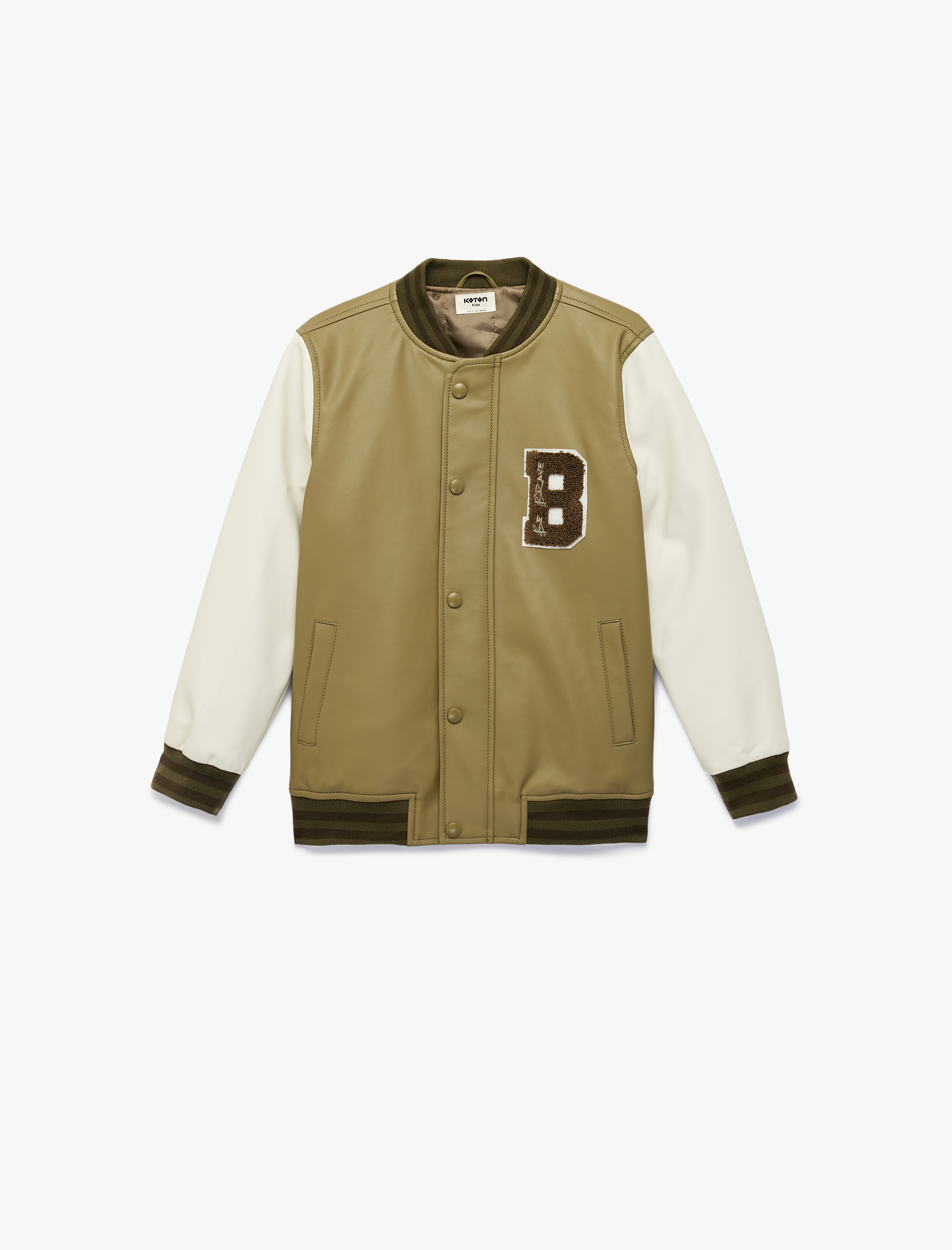  Erkek Çocuk Uzun Kollu Bisiklet Yaka Deri Görünümlü Bomber Ceket