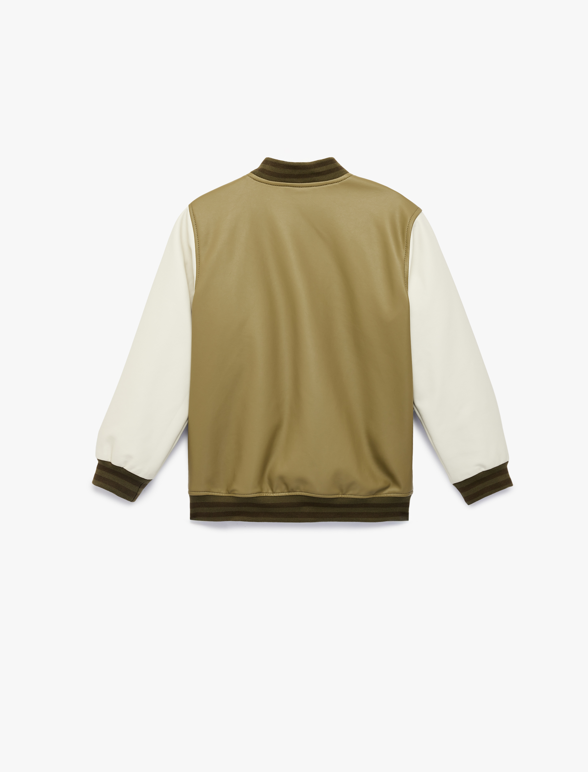  Erkek Çocuk Uzun Kollu Bisiklet Yaka Deri Görünümlü Bomber Ceket