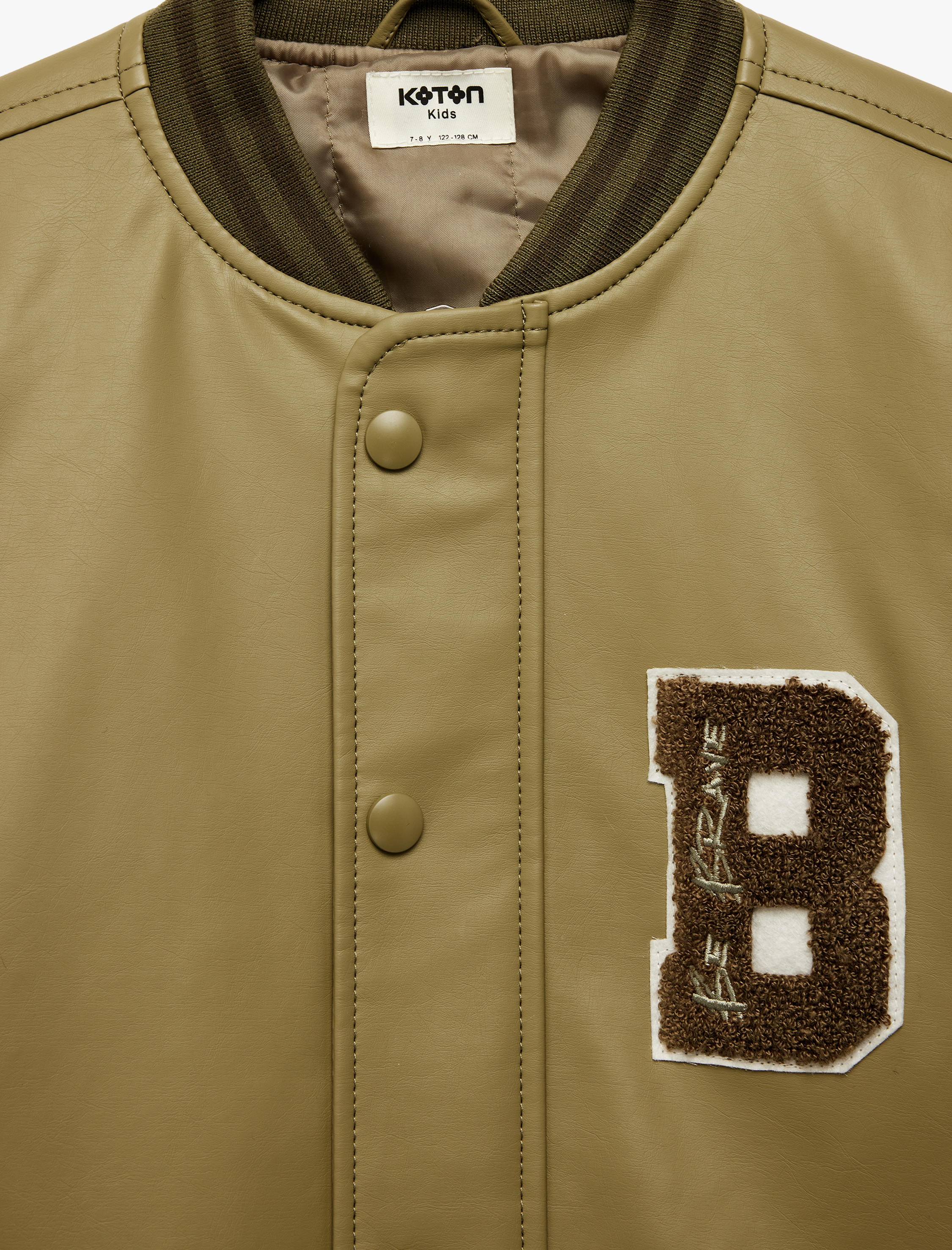  Erkek Çocuk Uzun Kollu Bisiklet Yaka Deri Görünümlü Bomber Ceket