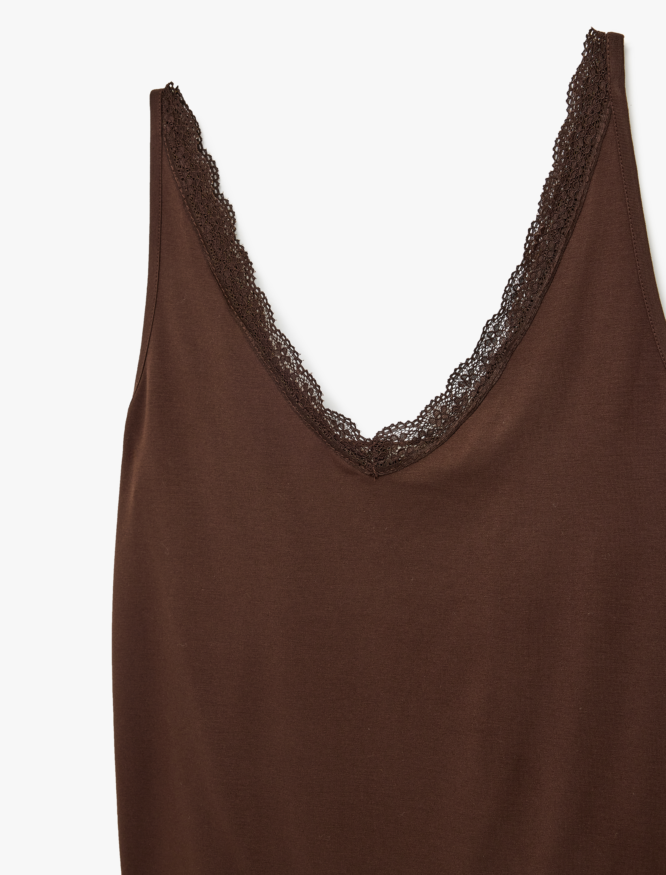   Dantel Detaylı V Yaka Kolsuz Viskon Pijama Üstü