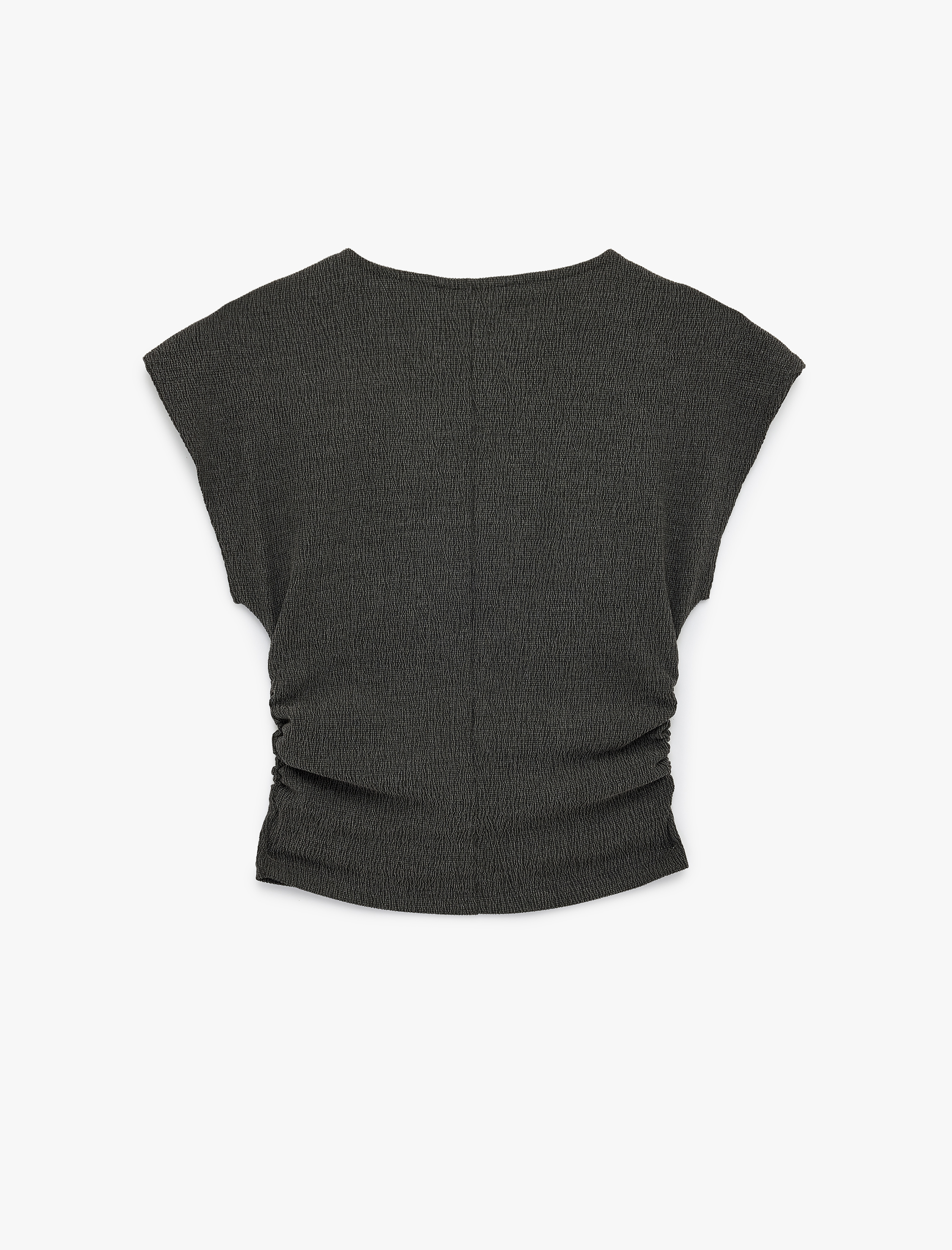   Bürümcük Kumaş Slim Fit Drapeli Kısa Kollu Bisiklet Yaka Tişört