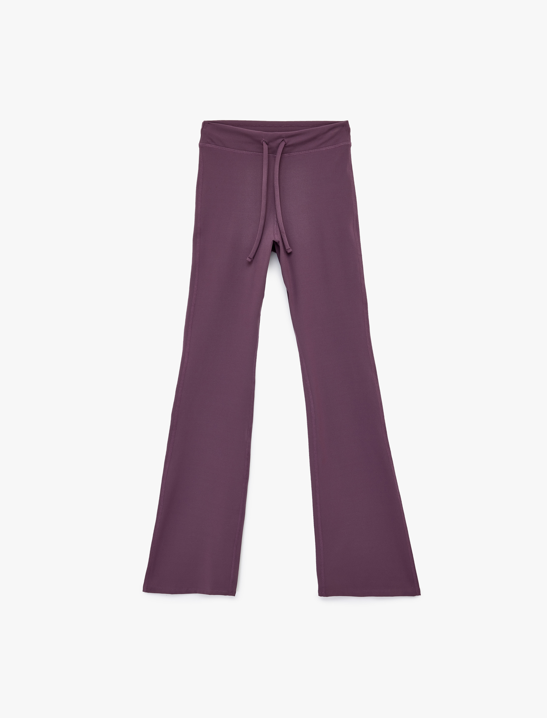   Yüksek Bel Bağcıklı İspanyol Paça Dikiş Detaylı Spor Tayt