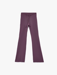 Yüksek Bel Bağcıklı İspanyol Paça Dikiş Detaylı Spor Tayt